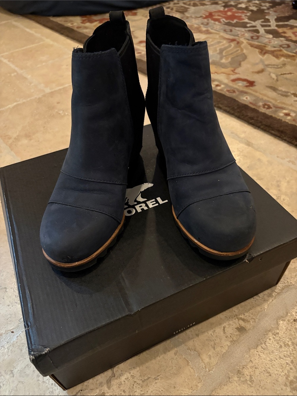 Sorel Navy Chelsea Wedge Booties